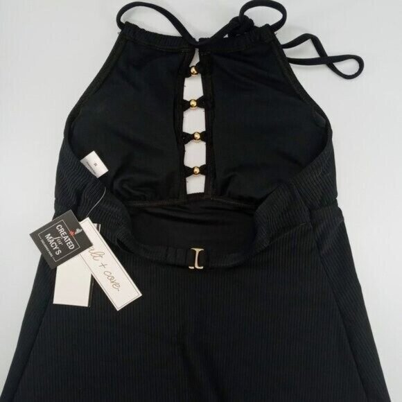 Salt + Cove Womens Juniors Ringing It Halter Swim Top Separates Black Small - Picture 6 of 9